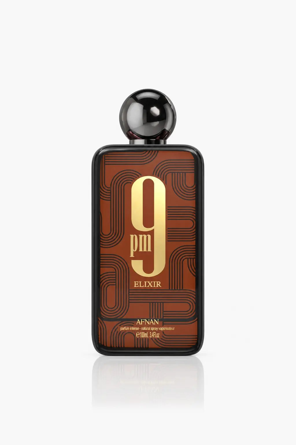 Flacon de 9PM Elixir d'Afnan, parfum intense mixte, disponible en décant 10 ml