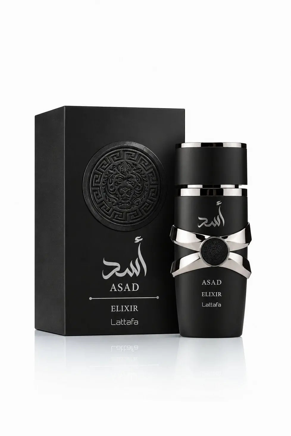 Asad Elixir Lattafa avec son coffret noir, parfum homme 100 ml