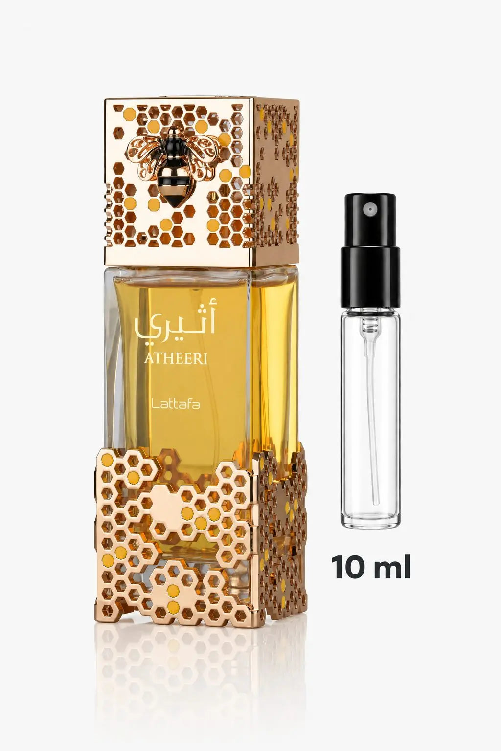 Atheeri Lattafa eau de parfum, flacon et décant 10 ml, vue de face