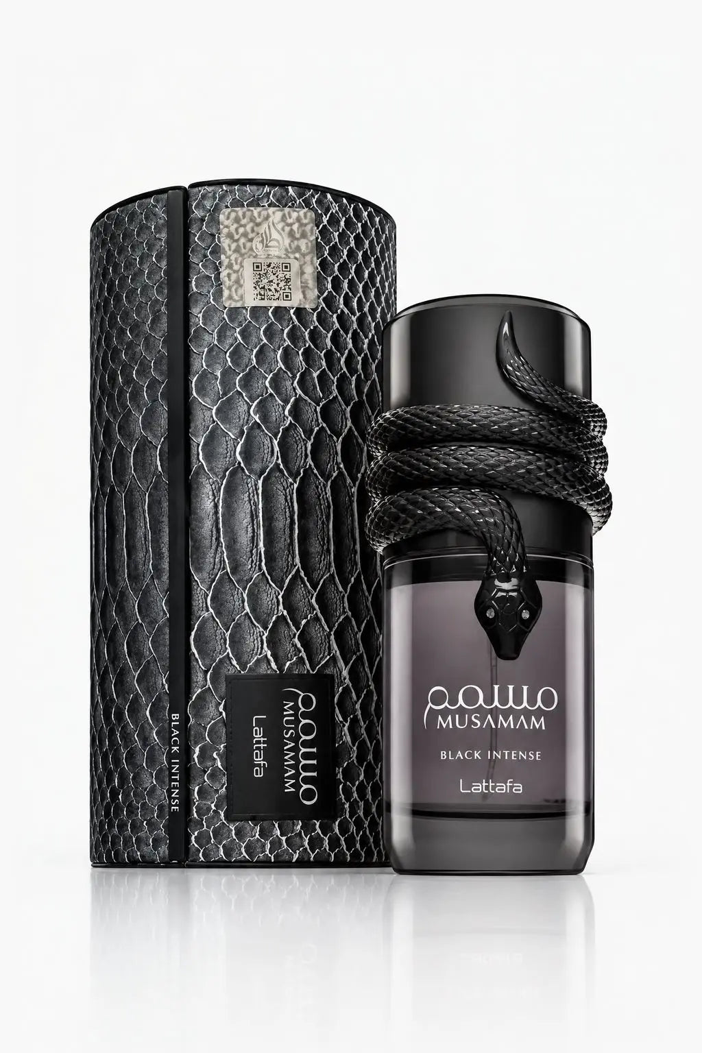 Musamam Black Intense Eau de Parfum Lattafa 100ml - flacon et boîte