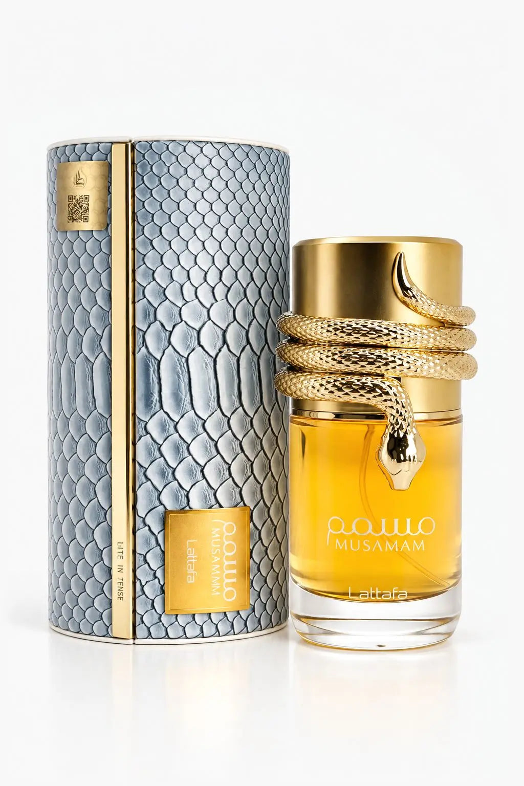 Musamam White Intense de Lattafa, flacon et boîte, parfum mixte