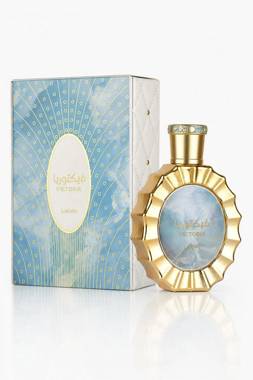 Victoria de Lattafa, flacon et boîte, parfum mixte